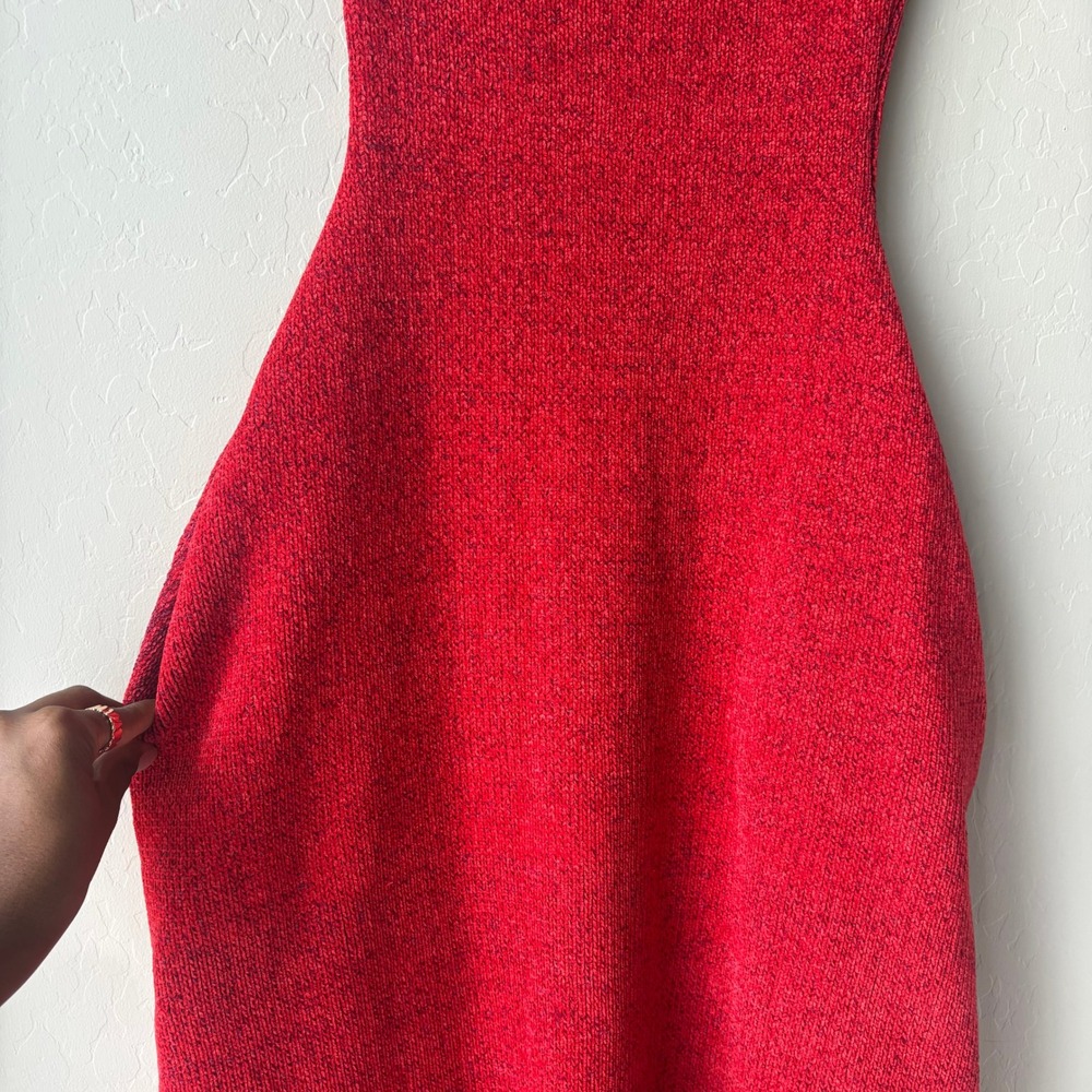 NEW Hanifa Cori Red Knit Strapless Structural Cocoon Maxi Dress Size Medium - Picture 4 of 8